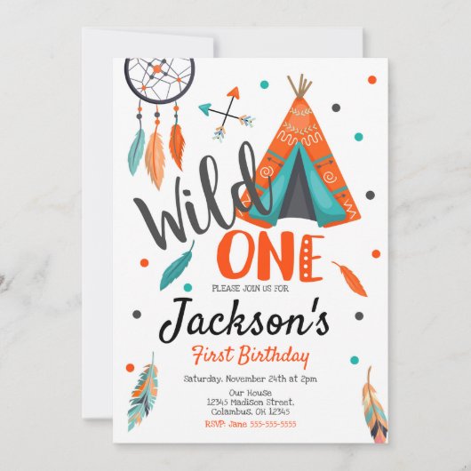 Une invitation sauvage d'anniversaire de Teepee de (Devant)