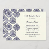 Une invitation vintage d'anniversaire de damassé (Devant / Derrière)