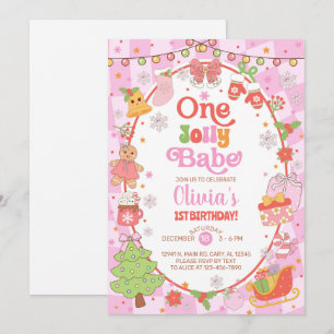UNE jolie bébé fille de Noël invitation d'annivers