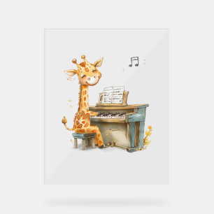 Une Jolie Giraffe Bébé Joue La Guitare