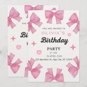 Une jolie invitation à une fête d'anniversaire (Devant / Derrière)