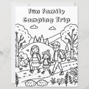 Une jolie page de coloriage de Randonnée familial