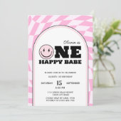 Une joyeuse Bébé Rose Girls Invitation Anniversair (Debout devant)