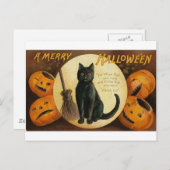 Une joyeuse carte de chat Halloween (Devant / Derrière)