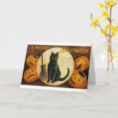 Une joyeuse carte de chat Halloween (Fleur jaune)
