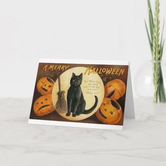 Une joyeuse carte de chat Halloween (Devant)