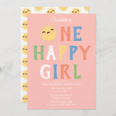 Une joyeuse fille Invitation d'anniversaire 1er An (Devant / Derrière)