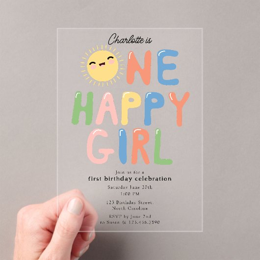 Une joyeuse fille Invitation d'anniversaire 1er An (In situ (ordinateur de poche))