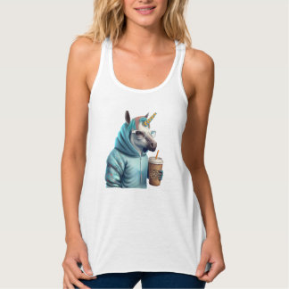 Une licorne avec un sweat - shirt à capuche boit u