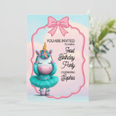 Une licorne magique Invitation d'anniversaire (Debout devant)