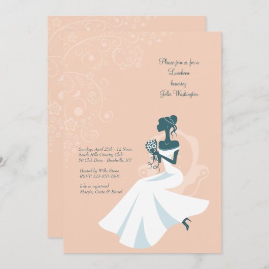 Une mariée assise Invitation d'une douche afro-amé (Devant / Derrière)