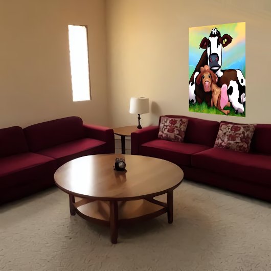 Une mère de vache et un enfant | AI Art Poster