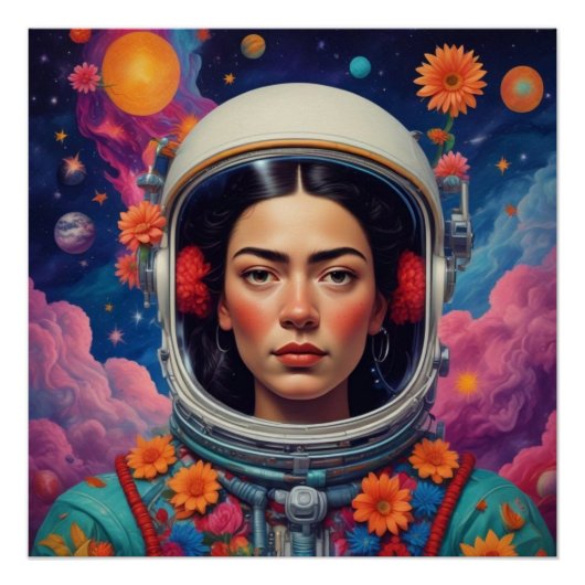 Une Mexicaine dans l'espace Frida Style Poster bri (Devant)