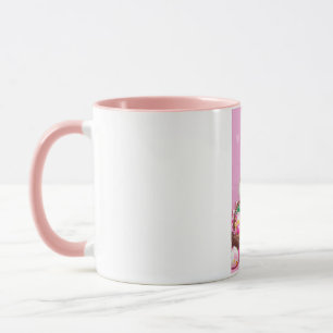 Une mignonne tasse de lapins de Pâques dans un pan