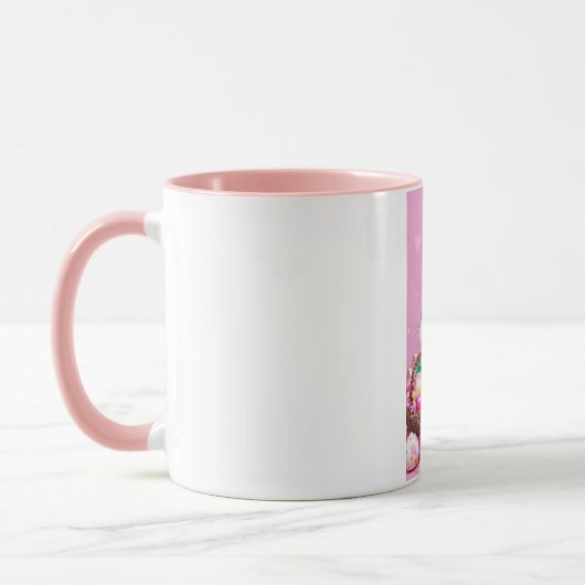Une mignonne tasse de lapins de Pâques dans un pan (Gauche)