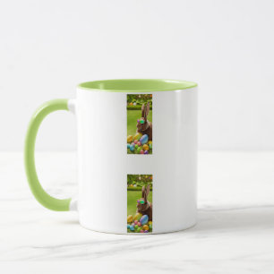 Une mignonne tasse de lapins de Pâques dans un pan