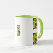 Une mignonne tasse de lapins de Pâques dans un pan (Devant droit)