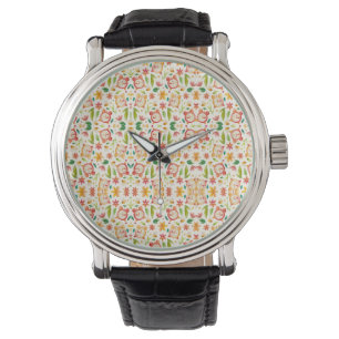 Une montre-bracelet avec un cadran à motif floral