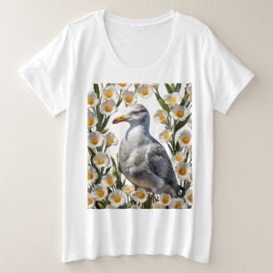 Une mouette de Californie entourée de fleurs de li