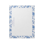 Une note de | Bloc-notes floral bleu chinoiserie (Tourné)