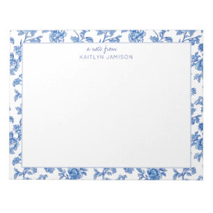 Une note de   Bloc-notes floral bleu chinoiserie