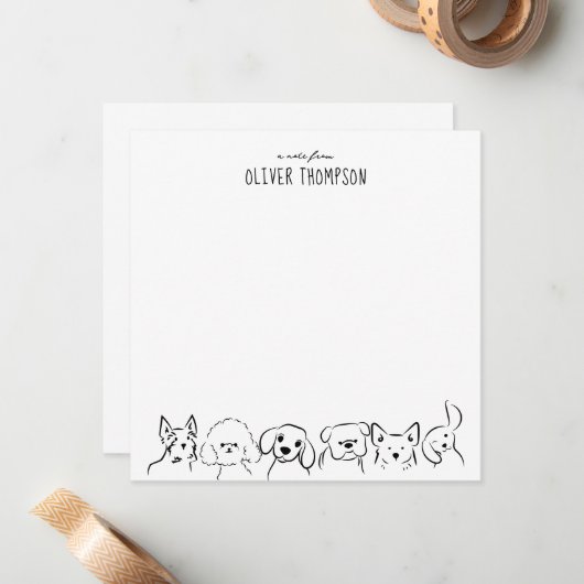 Une note de carte de vœux avec un croquis d'animal (Devant/Arrière en situation)