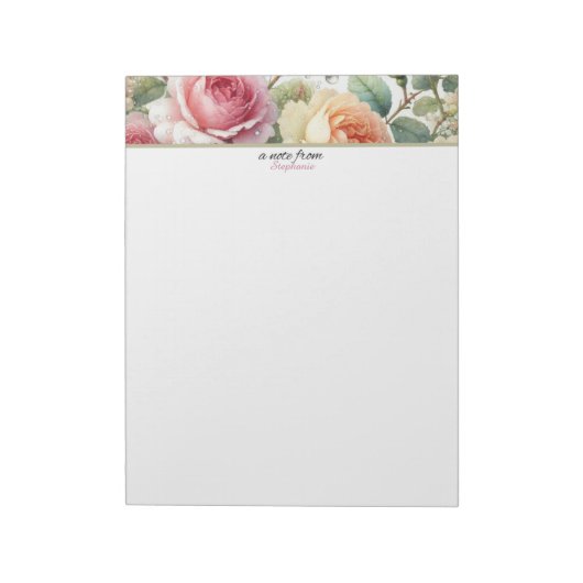 Une note du bloc-notes de roses florales personnal (Tourné)