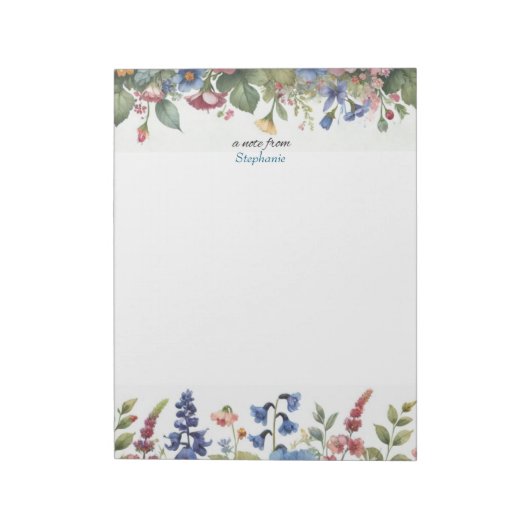 Une note du bloc-notes floral personnalisé (Tourné)