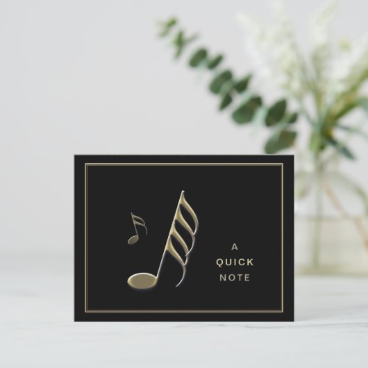 « Une note rapide » Note de musique dorée Carte po (Debout devant)