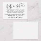 Une note sur les cadeaux Carte de voeux Mariage Cœ (Devant / Derrière)