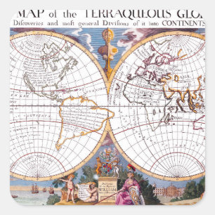 Une Nouvelle Carte Du Sticker Carré Terraqueux Glo