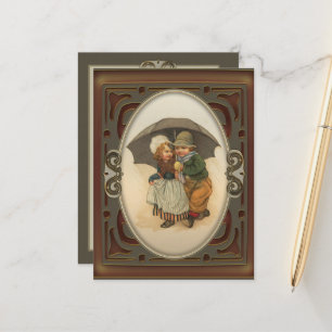 Une nouvelle pluie Carte Postale Illustration Vint