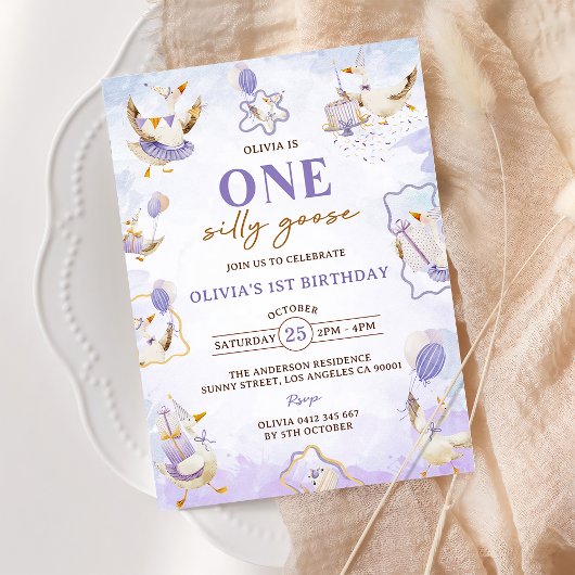 Une oie sotte 1er anniversaire Invitation de fête