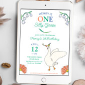 Une oie sotte 1er anniversaire Invitation de fête
