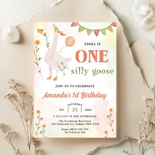 Une oie sotte 1er anniversaire Invitation de fête
