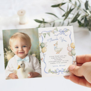 Une oie sotte Carte de remerciements photo d'anniv