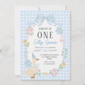Une oie sotte Florale 1er anniversaire Invitation (Devant)