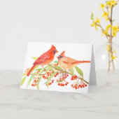 Une paire de carte de voeux de cardinaux (Fleur jaune)