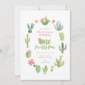 Une Paire Prickly Twin 1er Anniversaire Invitation (Devant)