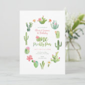 Une Paire Prickly Twin 1er Anniversaire Invitation (Debout devant)