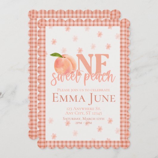 Une Pêche Douce | Invitation à l'anniversaire (Devant / Derrière)