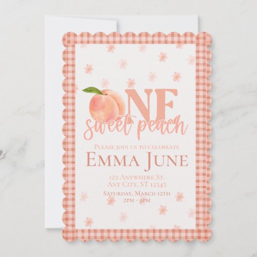 Une Pêche Douce | Invitation à l'anniversaire (Devant)