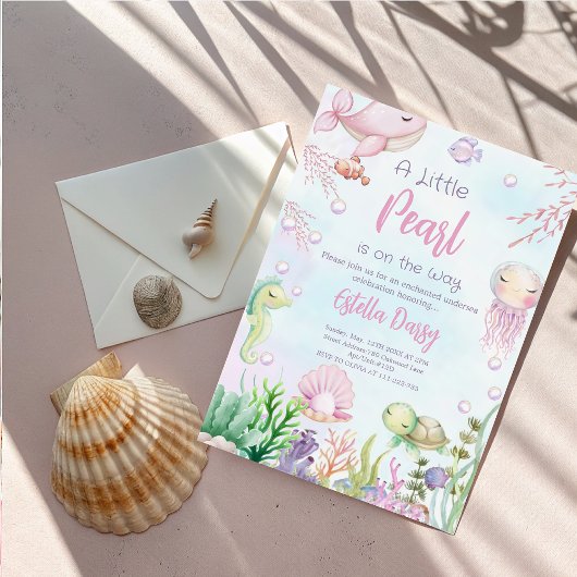 Une perle est sur le chemin baby shower invitation