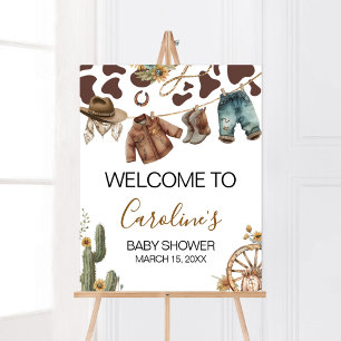 Une petite Affiche de bienvenue Baby shower Cowboy
