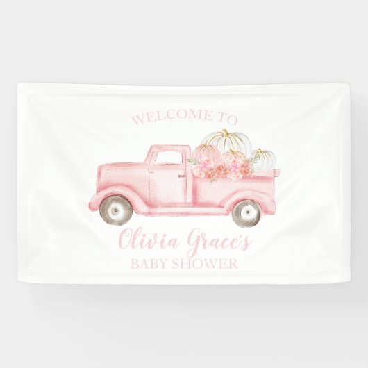 Une petite bannière de camion rose Baby shower Cit (Horizontal)