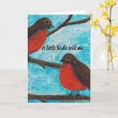 Une petite birdie m'a indiqué - deux merles carte (Fleur jaune)