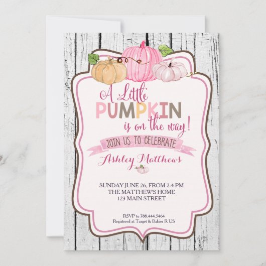 Une petite carte Baby shower Citrouille (Devant)