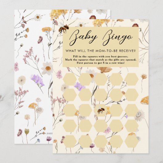 Une petite carte de bingo pour bébé Baby shower mi (Devant / Derrière)