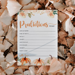 Une petite carte de prédictions de Baby showers Ci