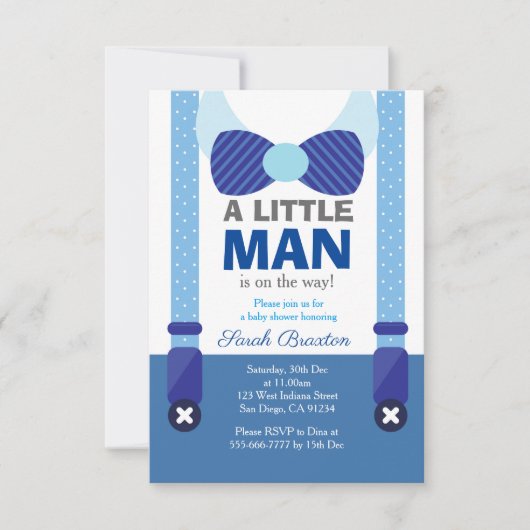 Une petite carte d'invitation baby shower homme (Devant)